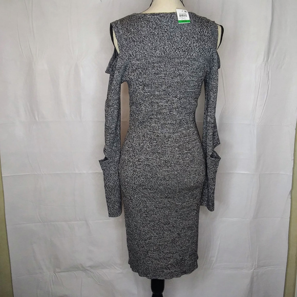 bar III Cold Shoulder heather gray knit dress - Picture 5 of 7